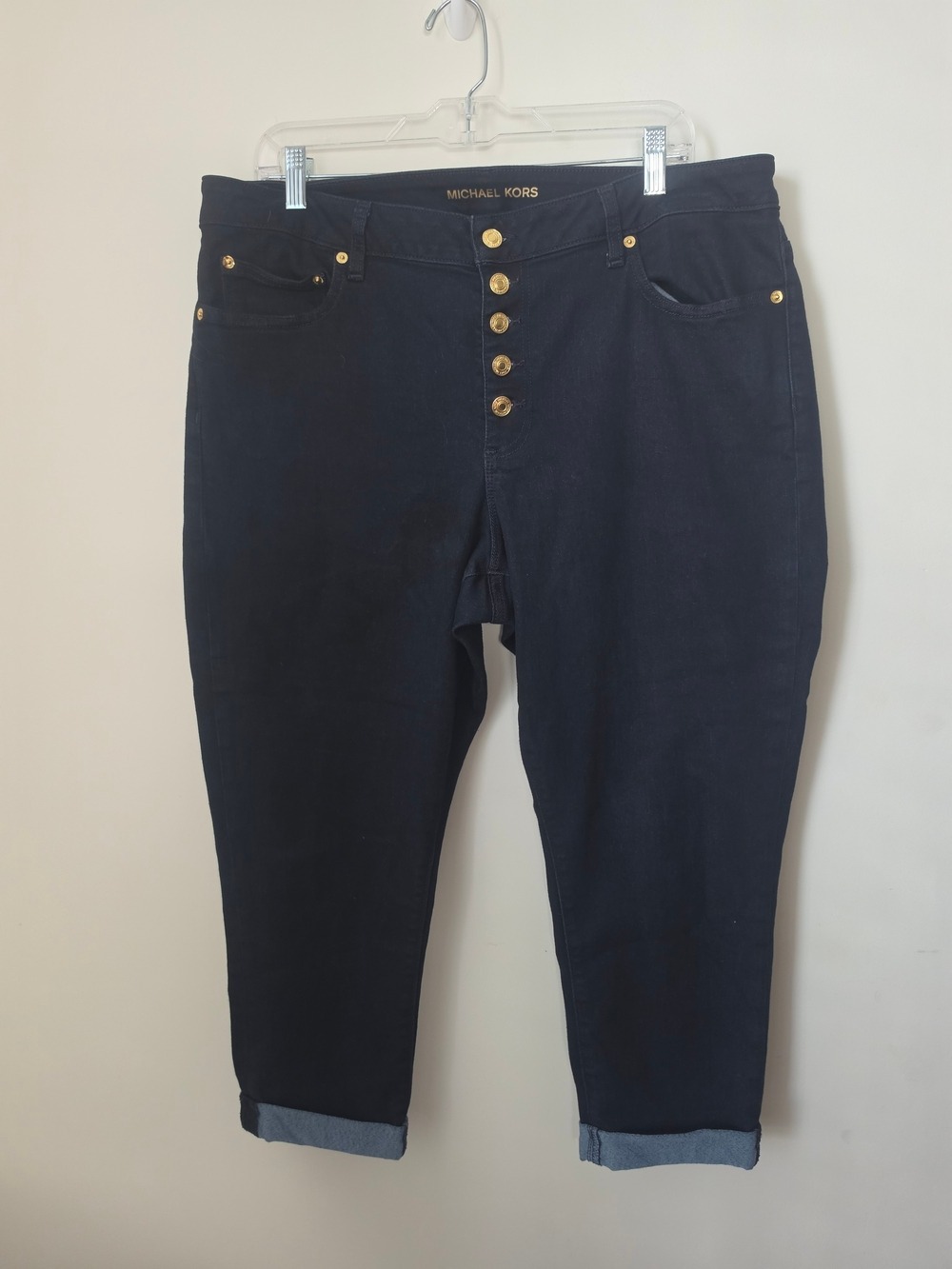 Michael Kors Dark Navy High-Rise Cropped Button-Front Jeans Size 18 - Picture 7 of 7